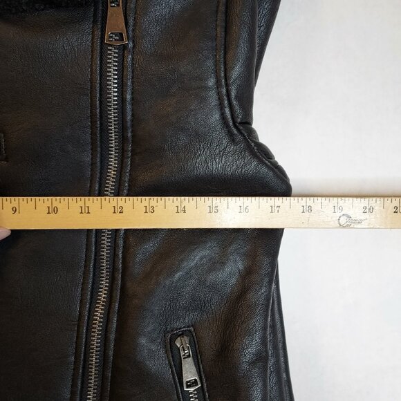 AC Luxury Collection Leather Shearling Jacket Women’s S Black Moto Made in Italy - Picture 15 of 15